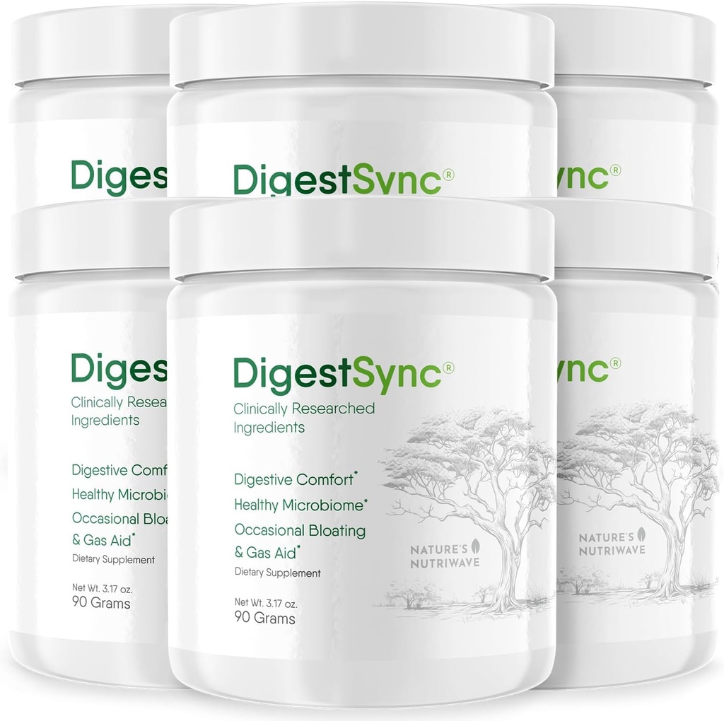 DigestSync Digestion Supplement for Gut Health - Natural Toz for Digestive Support, Kadınlar ve Erkekler için Bloating Relief, 100% Doğal Yeşil Toz - 6 Ay Supply