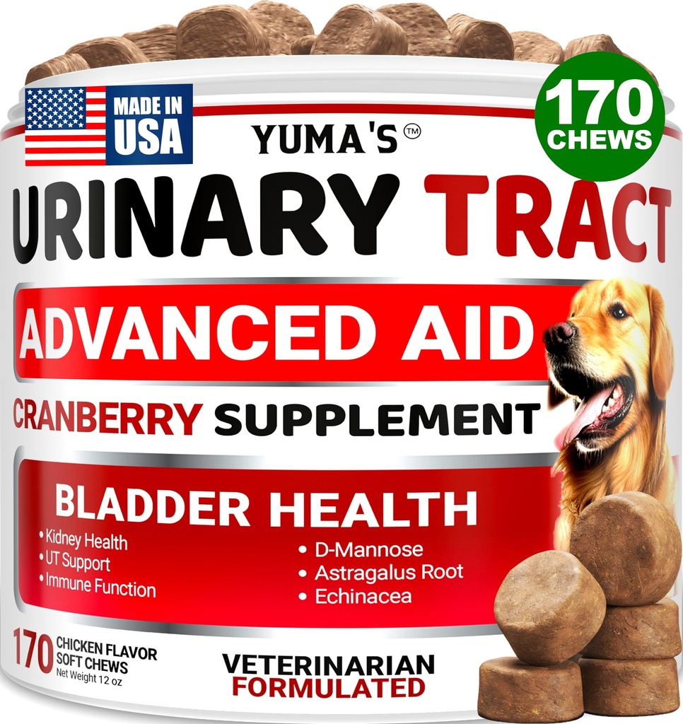 Köpek UTI Tedavisi - 170 Tedavi - Köpekler için Cranberry Supplement - Bladder Control - Urinary Tract Enfeksiyon Tedavisi - UTI Medical Multivitamin - Vitaminler ve Supplements - Amerika'da Made in USA