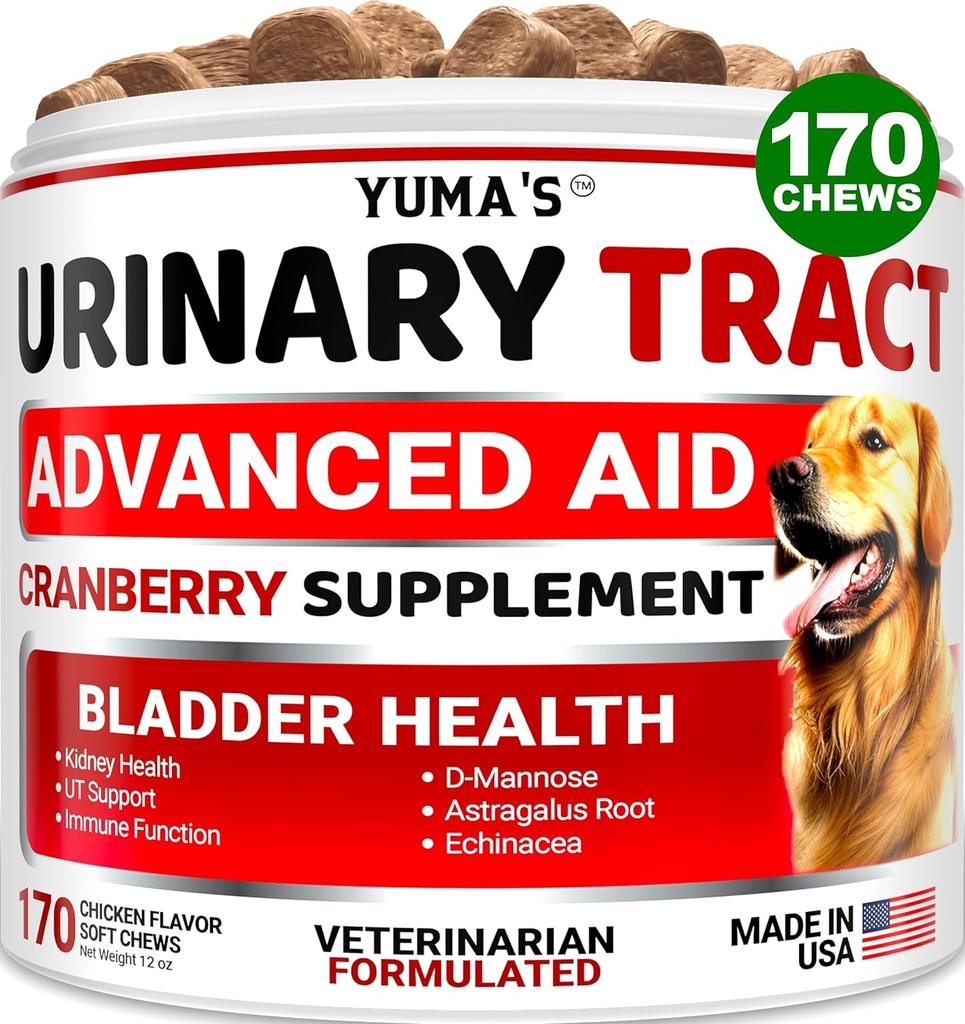 Köpek UTI Tedavisi - 170 Tedavi - Köpekler için Cranberry Supplement - Bladder Control - Urinary Tract Enfeksiyon Tedavisi - UTI Medical Multivitamin - Vitaminler ve Supplements - Amerika'da Made in USA