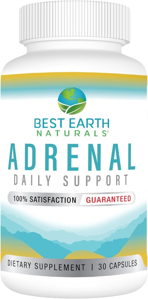 Best Earth Naturals - Adrenal Υποστήριξη για Ενήλικες - Ιερός Βασίλειος, B C Βιταμίνες, L-Τυροσίνη, Rhodiola Rosea Root, Ashwagandha Συμπληρώματα για Cortisol Manager Υποστήριξη - 30 Ημέρα προσφοράς