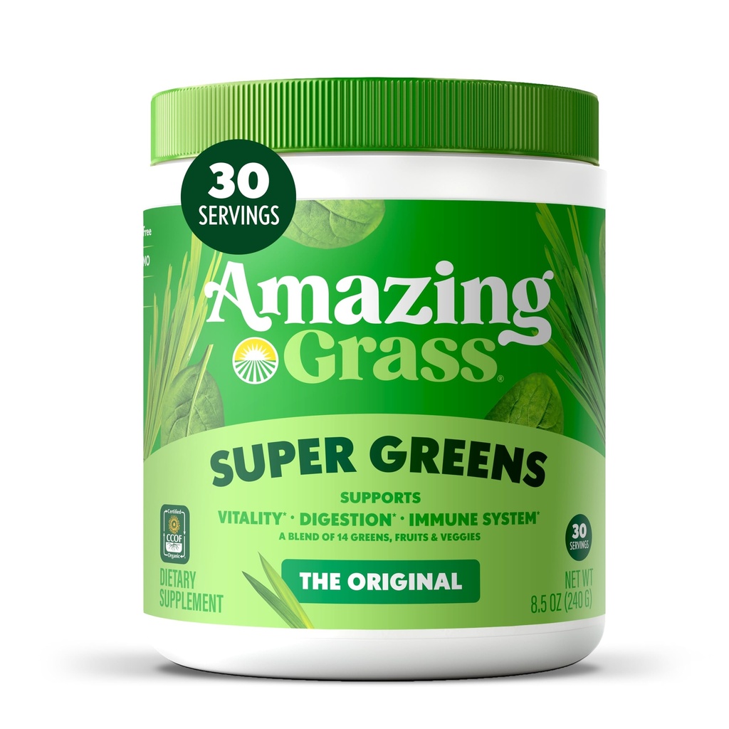 Amazing Grass Greens Mix Superfood: Greens Toz Mix for Energy, with Organic Spirulina, Chlorella, Beet Root Toz, Digestive Enzymes & Probiyotiks, Original, 30 Hizmet (Pazarlama Mayıs Vary)