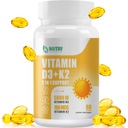 D3 MCT Oil ile K2 Vitamin D3 5000 IU ve K2 100 Telefon, Kemik ve Kalp Sağlığı için 1'de Formula 2, Gluten Free - 60 Softgels