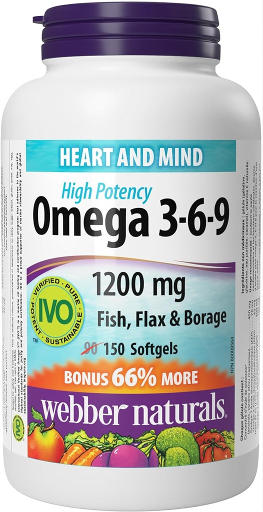 Webber Naturals Ωμέγα 3-6-9 Φλοιός, Fish & Borage Oils 1200 mg, 150 softgels