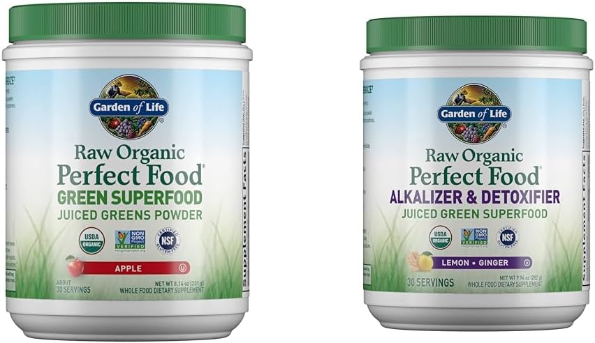 Life Raw Organic Perfect Food Green Superfood Juiced Greens Toz - Apple Flavor & Raw Perfect Food alkalizer & Detoxifier Juiced Greens Superfood Toz Toz