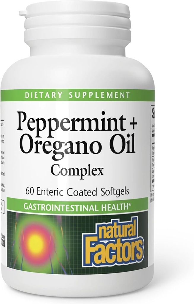 Doğal Faktörler, Peppermint & Oregano Oil Kompleksi, Gastrointestinal Sağlık Için Reçeteli Yardım, 60 softgels