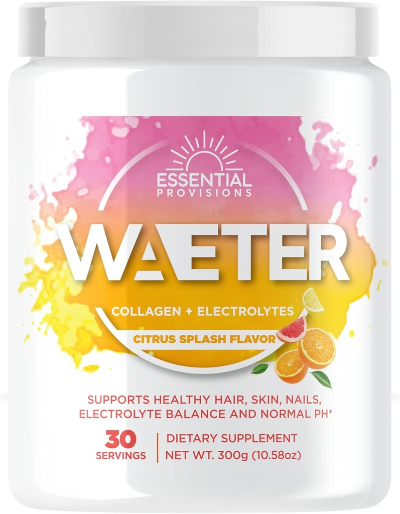 WAETER | Collagen & Electrolyte Hydration Toz | Sugar Free | Non-GMO | Gluten Free | Paleo | Soy Free | Dairy Free | Grass-Fed & Pasture Upd | 30 Hizmet - Citrus Outlet