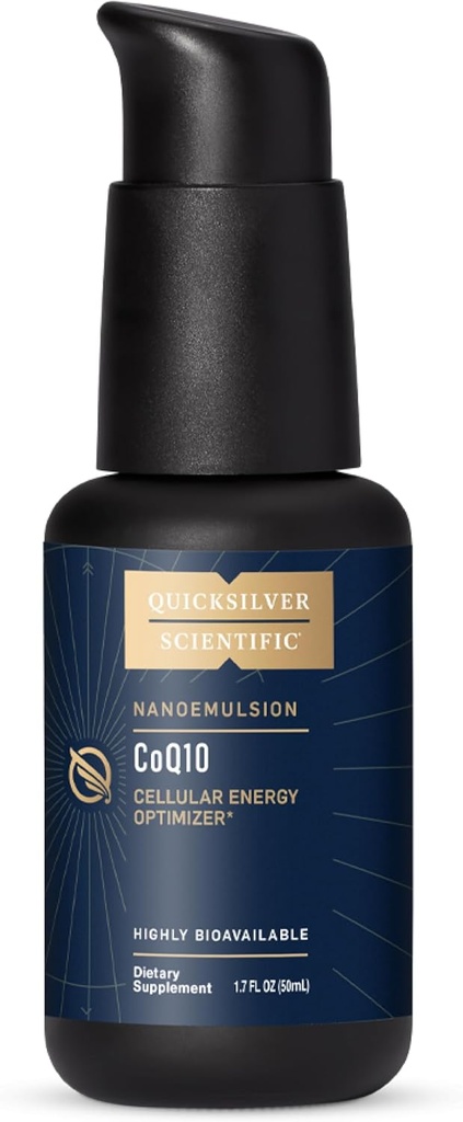 Quicksilver Scientific CoQ10 Nanoemulsion - Λιποσωμικό συνένζυμο Q10 Καρδιαγγειακή Υποστήριξη & Συμπλήρωμα Κυτταρικής Ενέργειας - Γρήγορη απορρόφηση Υγρού CoQ10 (1.7oz / 50ml)