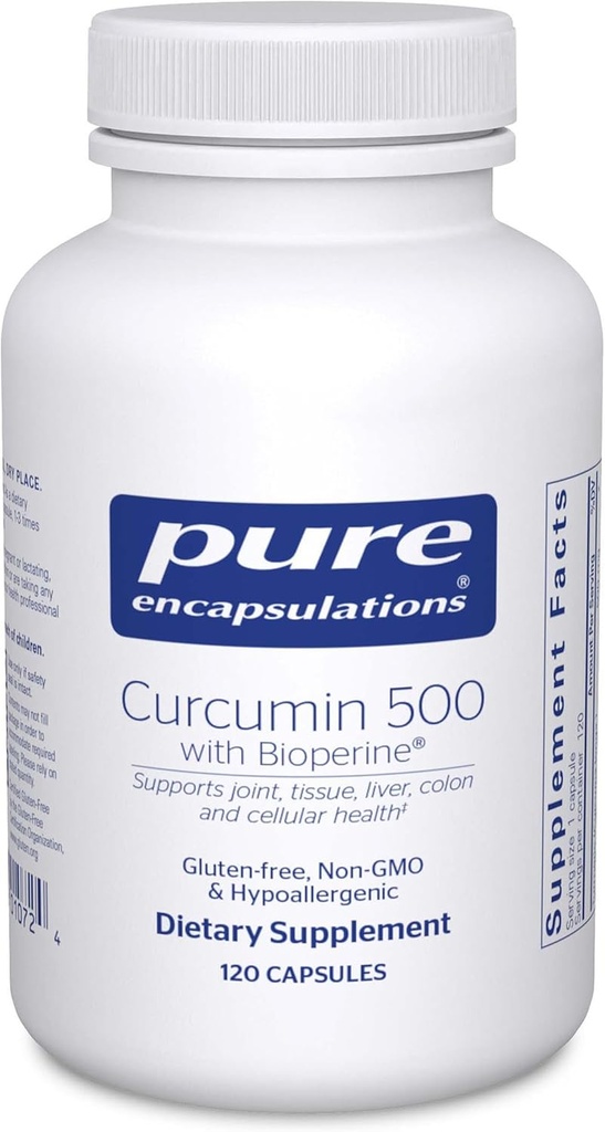 Curcumin 500 με Bioperine - συμπλήρωμα αντιοξειδωτικών για την υποστήριξη αρθρώσεων, ιστού, ήπατος, παχέος εντέρου και κυτταρίτιδας * - με Turmeric Curcumin & Bioperine - 120 κάψουλες