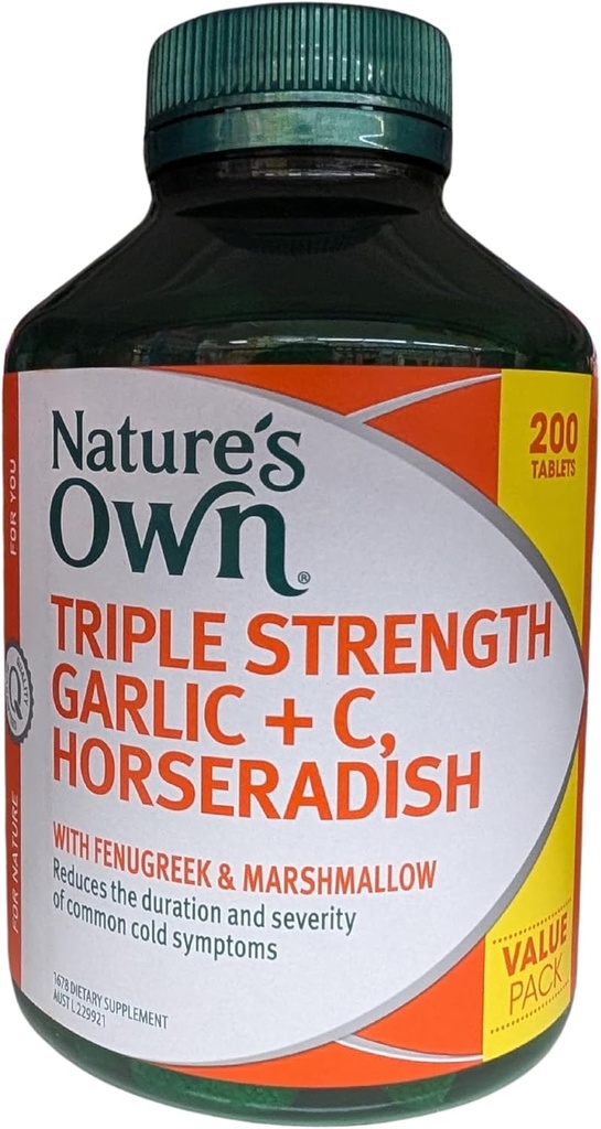 Nature's Own Triple Strength Garlic + C, Horseradish 200 Tablet Özel Boyut