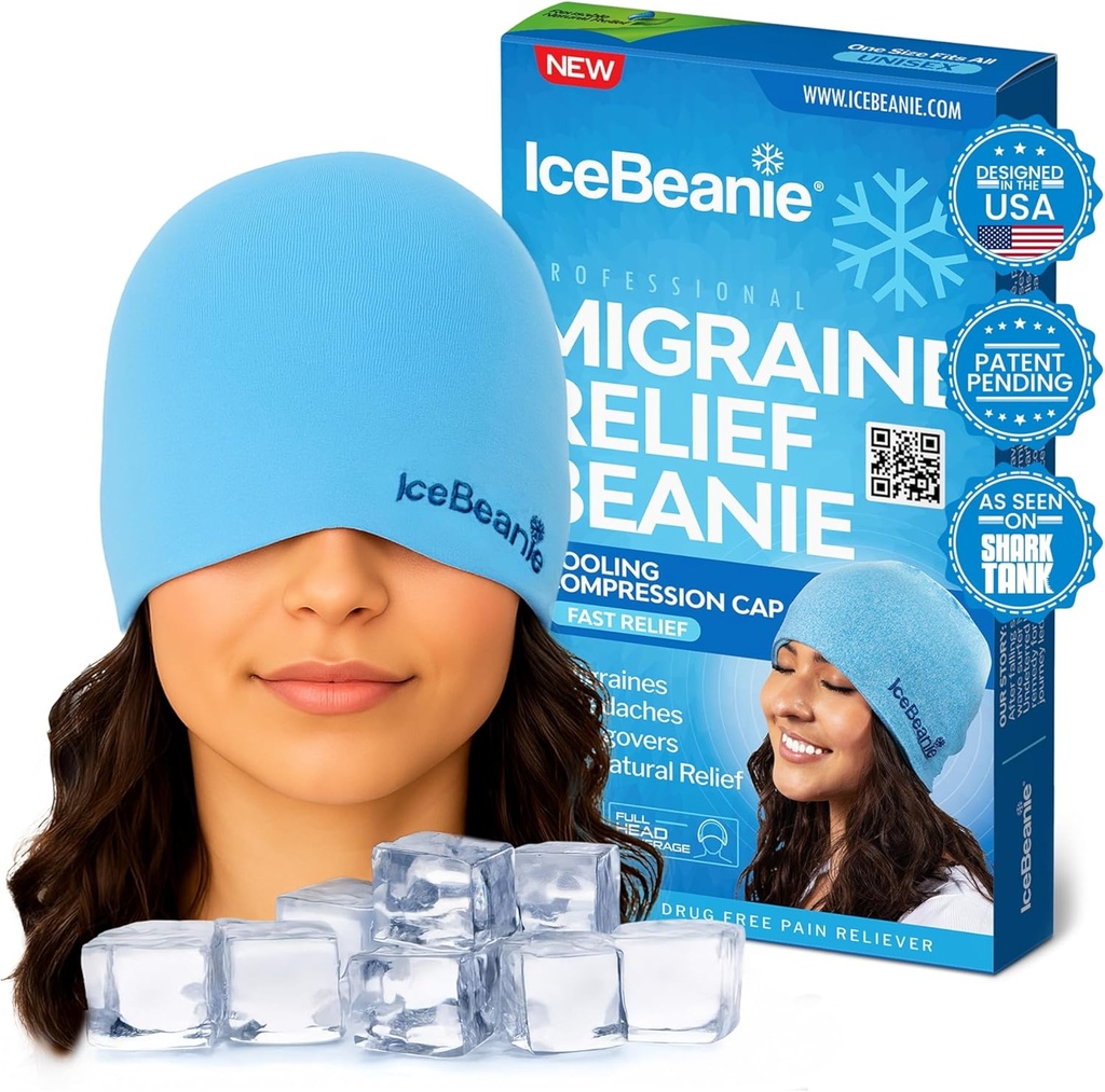 BuzBeanie Migraine Relief Cap, As Seen on Shark Tank, Soft & Cracky Gel Ger Headache Relief Cap, Extended Soğutma Hangover Ice Hat, Odorless Head Bravo Pack, Headache Migraine Maske