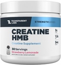 Διαφανή εργαστήρια Creatine HMB - Creatine Monohydrate Powder με HMB για μυϊκή ανάπτυξη, αυξημένη δύναμη, αυξημένη έξοδος ενέργειας, και βελτιωμένη αθλητική απόδοση - 30 εξυπηρετήσεις, λεμονάδα φράουλα