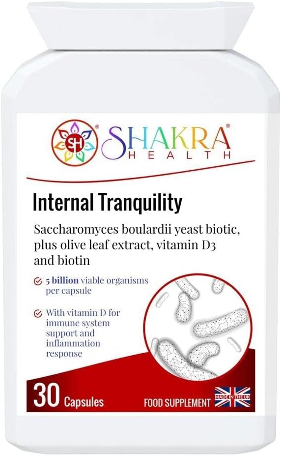 Internal Tranquility Saccharomyces Boulardii Probiotic Yeast Support, 30 Capsules for Immunity, Inflammation & Mucous Membrane. for Healthy Gut, Blood, Calcium, Bones, Muscle, Teeth & Organs