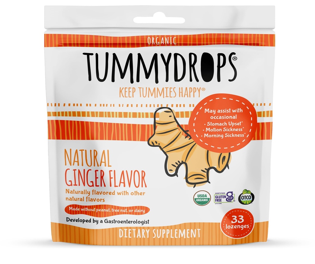 USDA Organik Doğal Ginger Tummydrops, Gluten Free & Vegan, 33 Bireysel olarak Resealable Bagda Geri Döndü