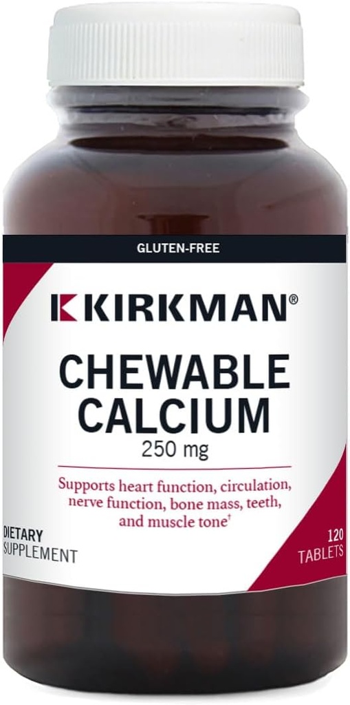 Kirkman - Ασβέστιο 250mg με Βιταμίνη D3-120 Δισκία - Ουσιαστικά Ορυκτά - Βοηθά στη Διατήρηση Ισχυρών Οστών - Υποαλλεργικό
