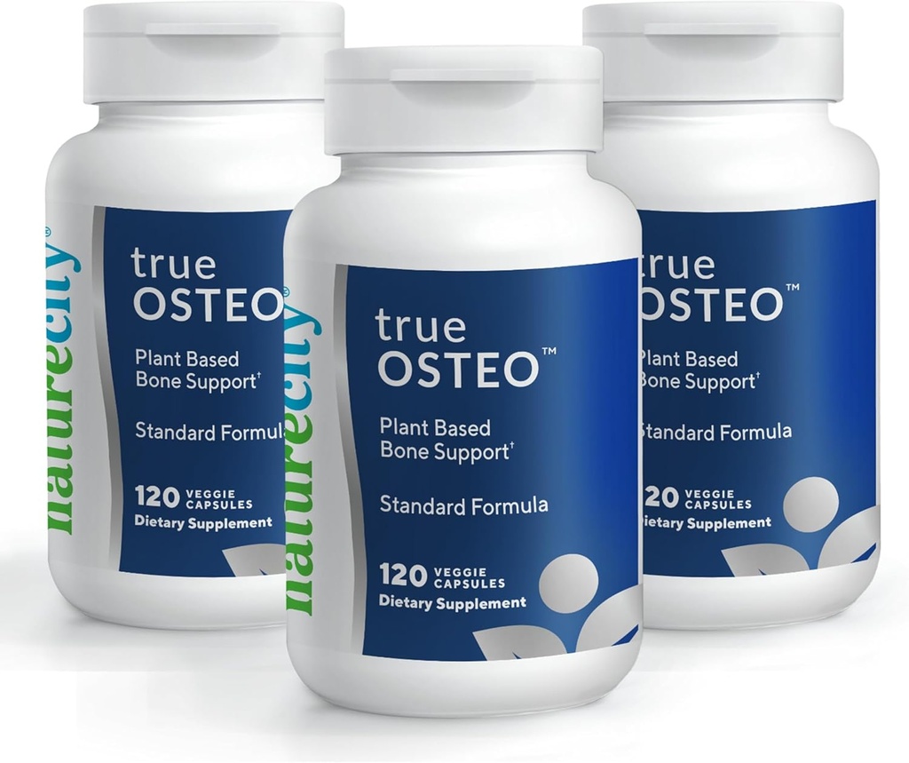 NatureCity True-Osteo Plant-Based Supplement for Bone Strength | AlgaeCaluba & Magnezyum, Plant-Based Vitamin D3, Vitamin K2, Silikon| Stomach (360 Capsules)