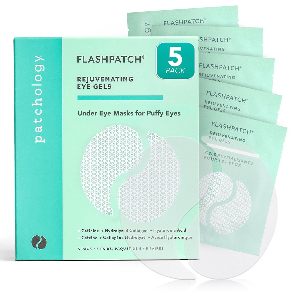 Patchology Under Eye Gel Patches – Natural Eye Masks for Puffy Eyes, Dark Circles & Eye Bag, Soothing Skincare Treatment for All Skin types, Beauty & Personal Care Essentials (5 Pairs)