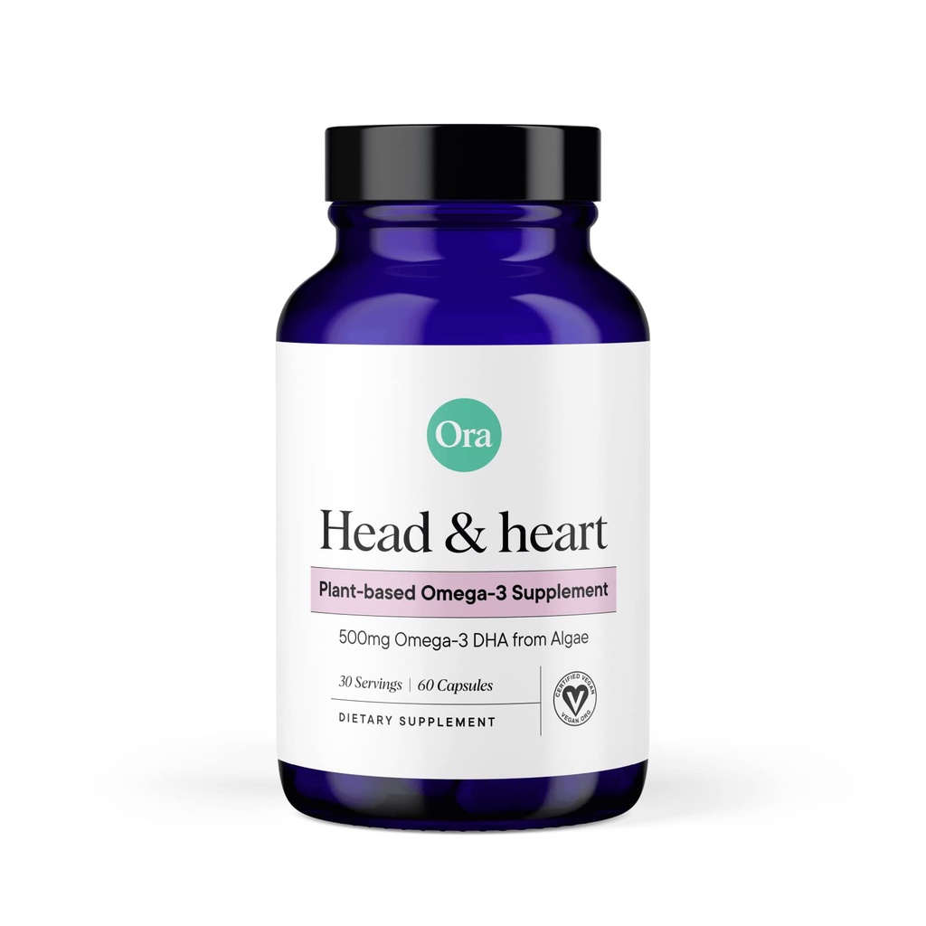 Ora Organik Vegan Omega 3 Supplement - Beyin, Göz ve Kalp Sağlığı için 500 mg DHA - Sürdürülebilir Algae - 60 Capsules
