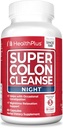 Sağlık Plus Super Colon Cleanse Night Formula Digestive Support | Probiyotikler ve Valerian Kökleri ile Bloating'ı Uyku için Azaltılması için Açıklama Yardımı | 1 Cleanse, 60 Capsules