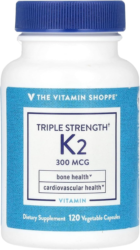 Triple Strength Vitamin K2 a" Bone Health a" 300 MCG (120 Vegetable Capsules)
