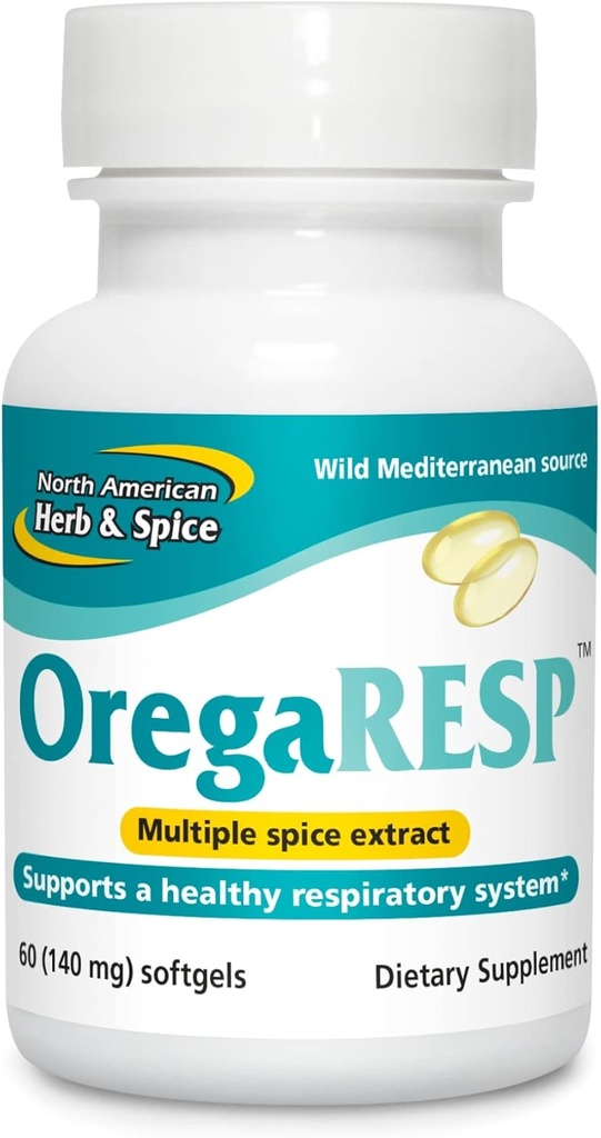 NORTH AMERICAN HERB & SPICE OregaResp P73-60 Softgels - Destekler Immune & Respiratory Health - Oreganol P73 Oregano Oil - Non-GMO - 30 Hizmet