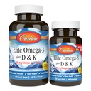 Carlson - Elite Omega-3 Plus D & K, 700 mg Omega-3s + D3 & K2, Fonksiyonlar, Bone Health & Immune Support, Lemon, 60+30 Softgel