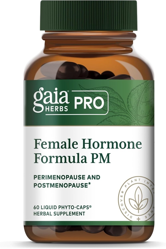 Gaia Herbs Pro Female Hormone Formula PM - Γυναικείο συμπλήρωμα υγείας για την εμμηνόπαυση και τον ύπνο - Black Cohosh & St. John's Wort - Vegan, Soy-Free & Gluten-Free - 60 Liquid Phyto-Caps (30 Services)