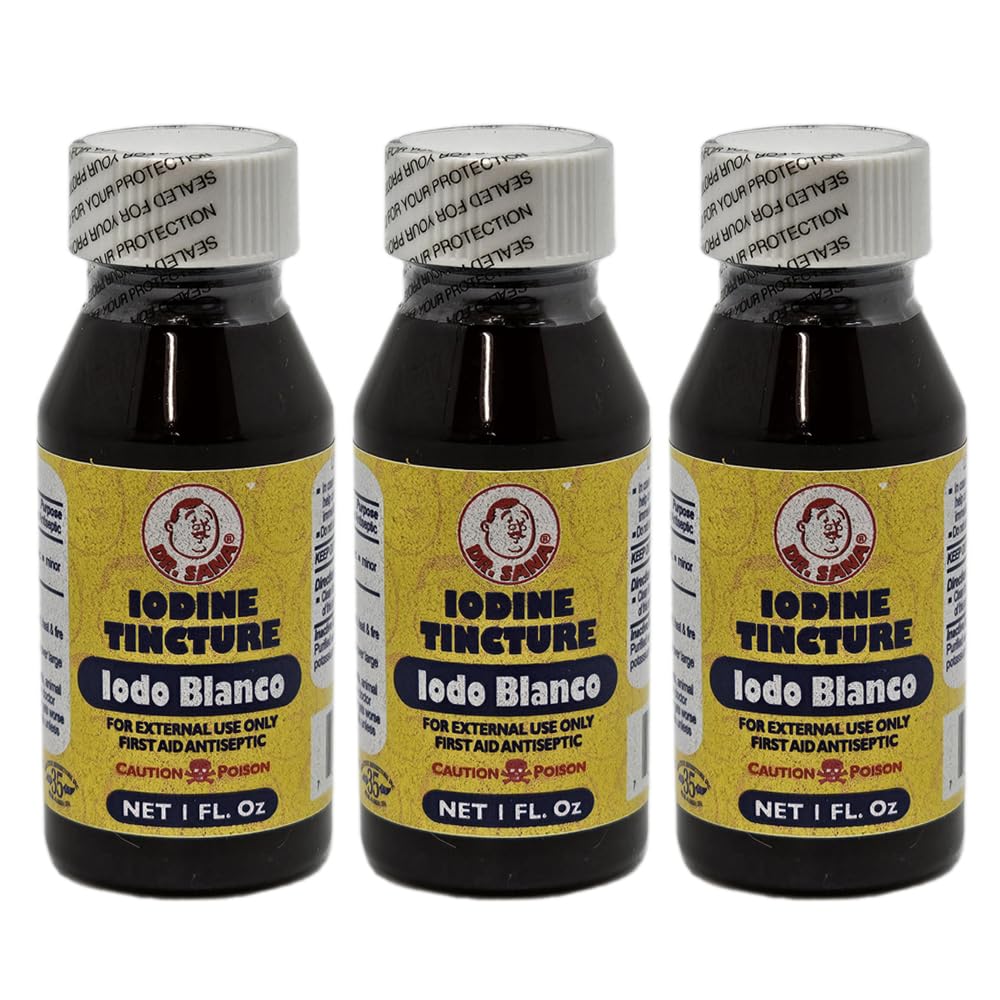 renklileştirilmiş Iodine Tincture. İlk Yardım Küçük Yararlılar, Cuts, Bruises ve Burns. 1 fl.oz. Paket 3