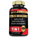 11in1 Citrus Bergamot Supplement 1000mg with Olive Leaf, Hawthorn Berry, Guggul, Garlic, and More - Support Immunity, Circulatory System & General Health - 200 Capsules