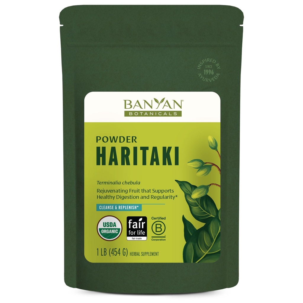 Banyan Botaniks Haritaki Toz – Organik Terminalia Chebula – Ayurvedic Digestion Supplement that Supports Gentle Cleansing* – 1 lb. – Non-GMO Sustainable Sourced Documents for Life Fair Trade Trade Trade