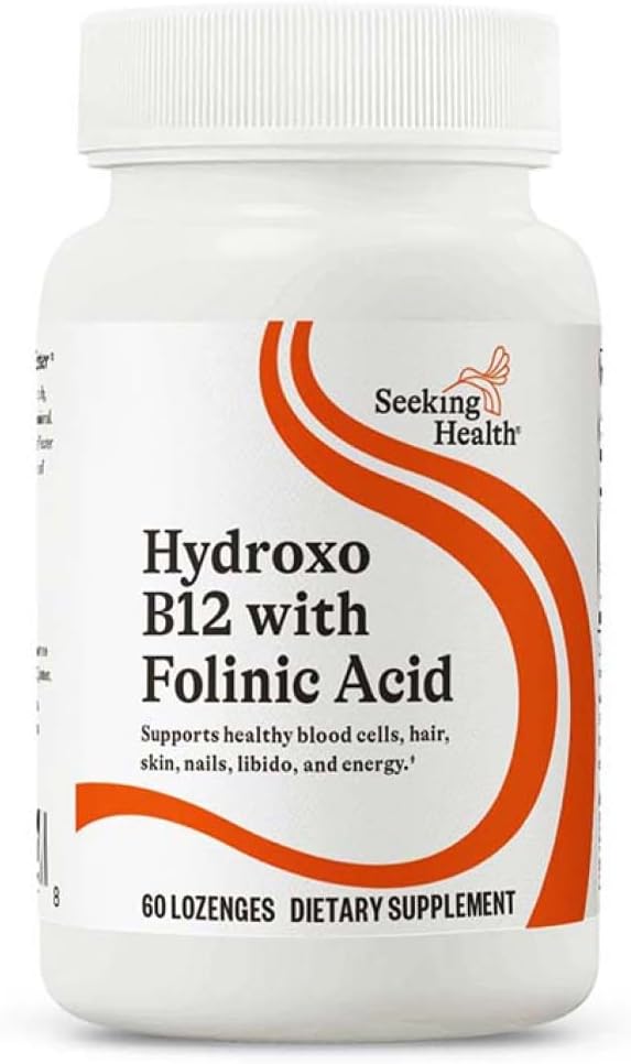 Sağlık Hidroxo B12'yi Folinic asit ile ziyaret edin - Non-Methylated Form of Folate - B12 Kompleksi Kalp Sağlık Desteği için Vitamin B12 Kompleks - 60 Lozenges