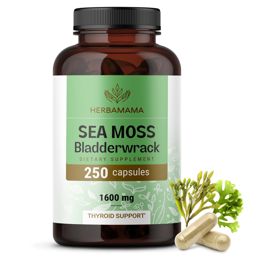 HERBAMAMA İrlandalı Deniz Moss Capsules - 1600 mg Sea Moss ve Immune Support - Vegan, Non-GMO Immunity Supplement for General Support