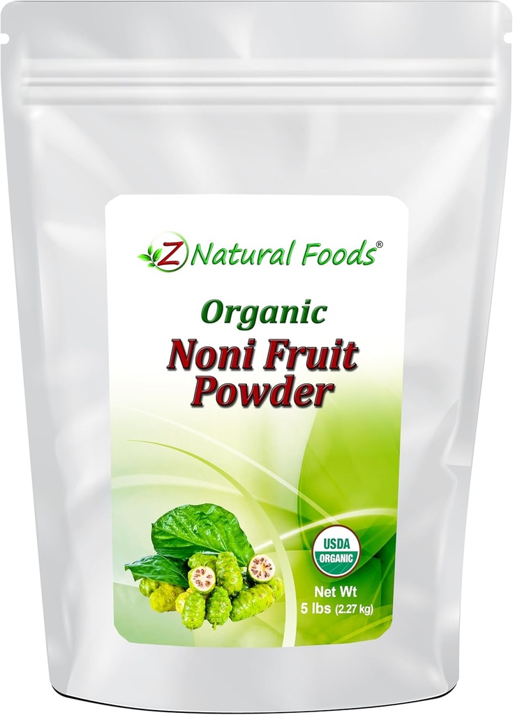 Z Natural Foods Noni Fruit Powder - Βιολογικά Ακατέργαστα μη-GMO Gluten-free Superfood - Υποστηρίζει υγιεινή πέψη & ενέργεια - Συσκευασμένα με απαραίτητα θρεπτικά συστατικά & αντιοξειδωτικά - Ανακατέψτε με ποτά & συνταγές, 5 lb