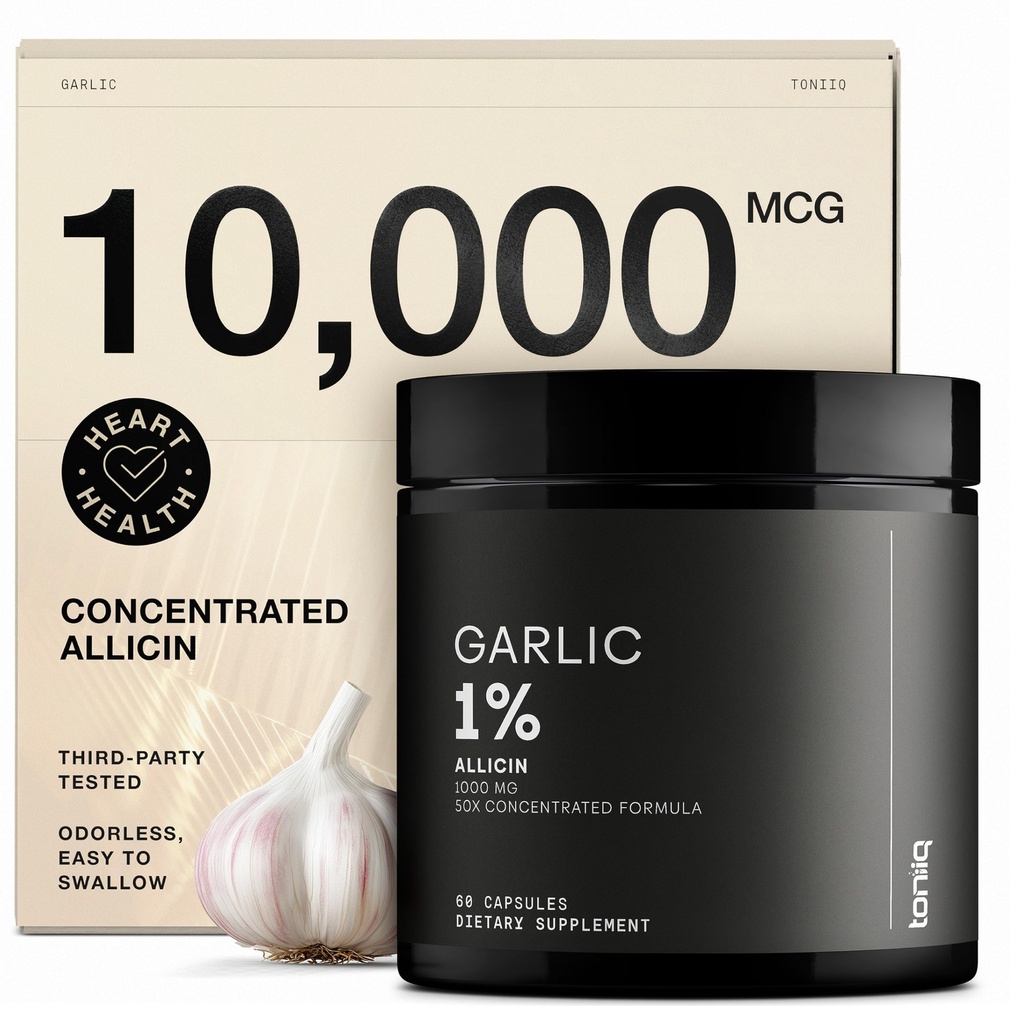 Κάψουλες σκόρδου με Allicin 10.000mcg - Odorless - 50:1 Εκχύλισμα για μέγιστη δραστικότητα - Εργαστήριο τρίτου μέρους που ελέγχθηκε - 60 κάψουλες χορτοφάγων