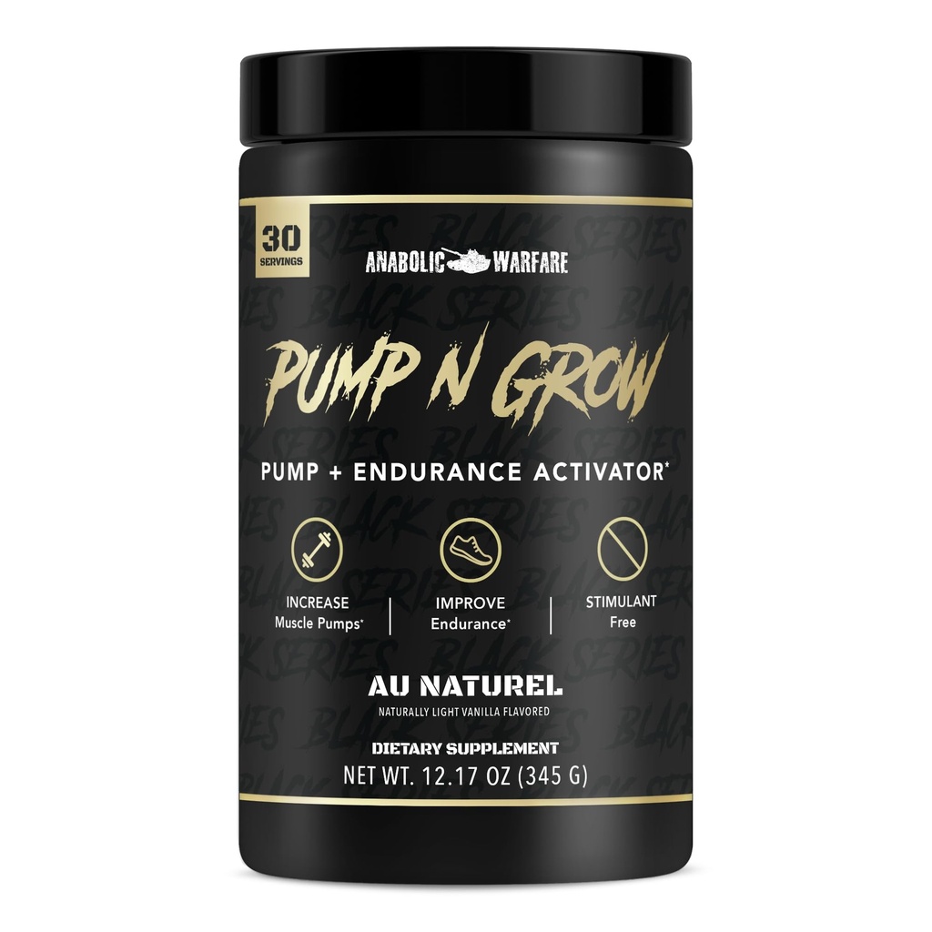 Erkek Savaş Pump-N-Grow Muscle Pump Supplement Caffeine Free Pre Workout with L-Citrulline, L-Arginine, Beta-Alanine (Au Naturel – 30 hizmet)