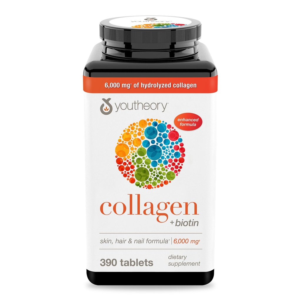 Youtheory Collagen Advanced Formula ile Biotin, 390 Kont (Pack of 1)