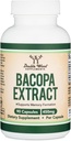 Bacopa Monnieri Capsules% 20 Bacosides 450 mg, 90 Kont (Non-GMO, Gluten Free) Brahmi Extract (Memory Supplement for Brain Health, Focus, and Cognitive Function) by Double Wood