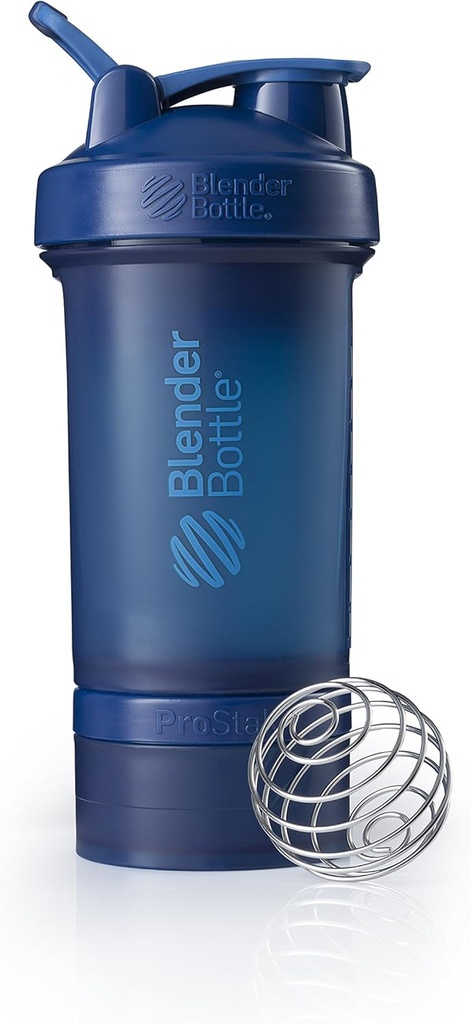 BlenderBottle Shaker Şişe Pill Organizer ve Protein Toz ProStak Sistemi için Depolama, 22-Ounce, Donanma