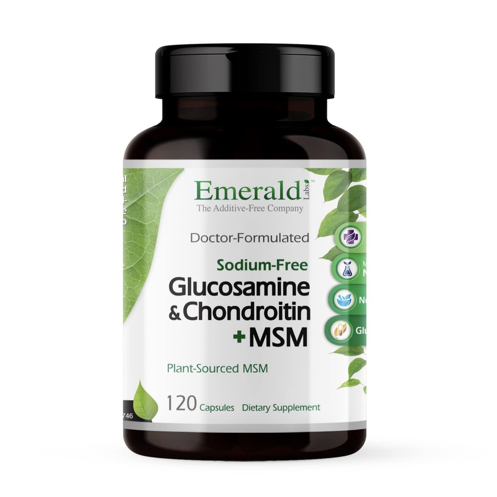Emerald Labs Γλυκοσαμίνη & Χονδροϊτίνη με MSM - Οστική Υγεία & Κοινή Συμπλήρωμα Υγείας - Χωρίς Γλουτένη - 120 Κάψουλες (30-Ημέρα Προμήθεια)