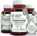 Natural Nutra RegenerAge Complete Supplement for Skin Health with Protein Peptides, Reduce Stretch Marks, Συμβάλλει στη συνολική υγεία, βιταμίνη C, εκχύλισμα ερυθρού κρασιού σπόρων σταφυλιών, χωρίς γλουτένη, 90 κάψουλες.