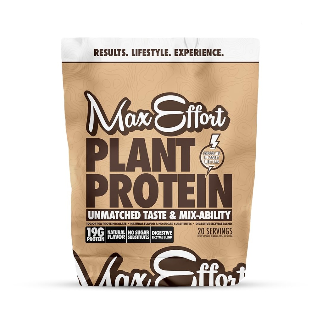 EFFORT Plant Protein Toz, 19 G Pea Protein, Bitki bazlı, Gluten Free, Low Carb, Protein Shake veya Smoothie Mix, Mealchange, No Whey, No Sugar Substitutes, Chocolate Peanut Butter, 20 Srvgg