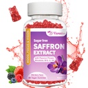 Γκάμια σαφράν, 10 σε 1 Συμπληρώματα σαφράν Gummies με μαγνήσιο, Ashwagandha & Rhodiola Rosea, ζάχαρη χωρίς Vegan μικτή γεύση μούρου - 60Cts