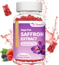 Saffron Gummies, 1 Saffron Supplements Gummies with Magnezyum, Ashwagandha & Rhodiola Rosea, Sugar Free Vegan Karma Berry Flavor - 60Cts