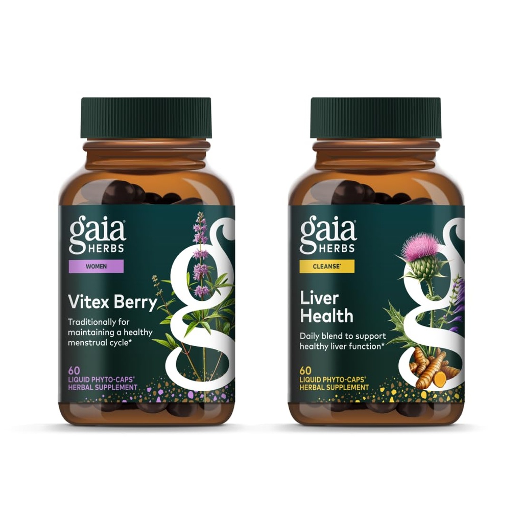 Gaia Herbs Vitex Berry (Chaste Tree) - Kadınlar için Hormon Dengesi ve Fertness - 60 Vegan Caps & Liver Health - Liver Supplement with Milk Thistle, Licorice Root for Liver and Cleanse Support -
