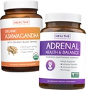 Adrenal Destek ve Organik Ashwagandha - Ashwa-Adrenal Harmony - Adrenal Destek & Cortisol Manager (Non-GMO) & Organic Ashwagandha Root Toz 1350 mg Serve (120 Tablet)
