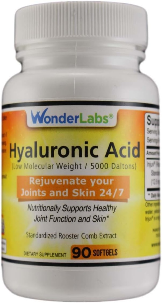 Wonder Laboratories 120 mg Hyaluronic Acid Rooster Comb, Made from Injuv Rooster Comb