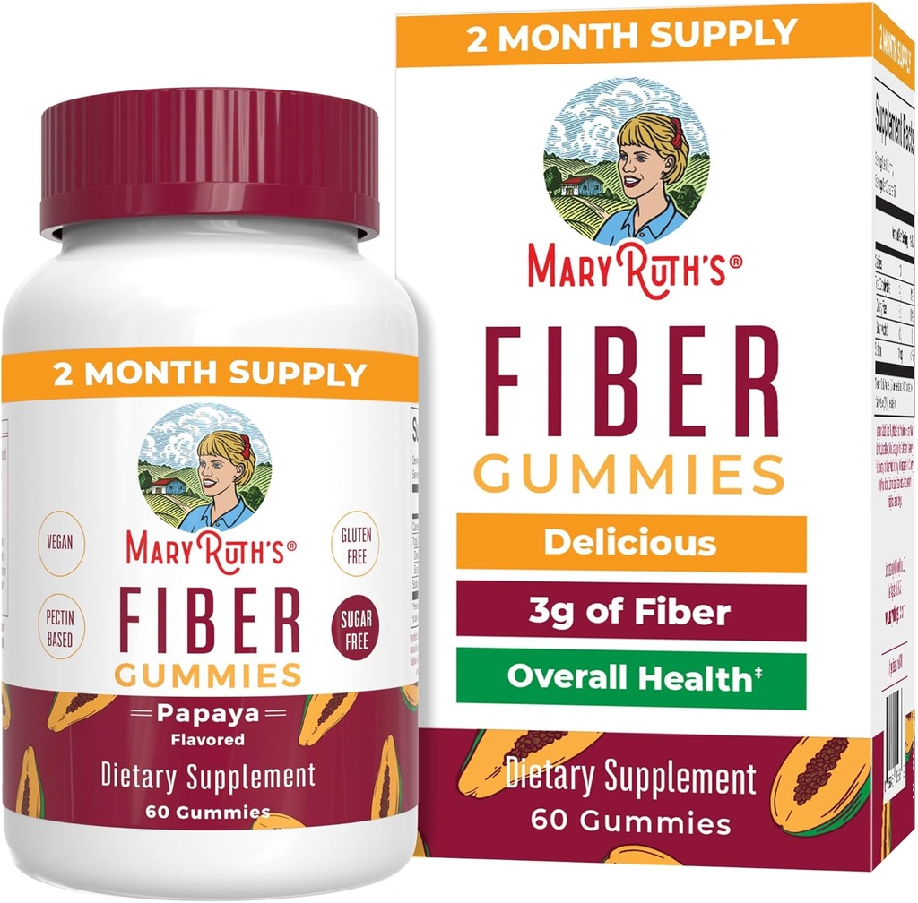 MaryRuth Organics Fiber Gummies for Yetişkinler | 2 Ay Supply | Sugar Free | ► Fiber Supplement | Gut Health & Digestion Support | 3g Fiber per Gummy | Vegan | 60 Count