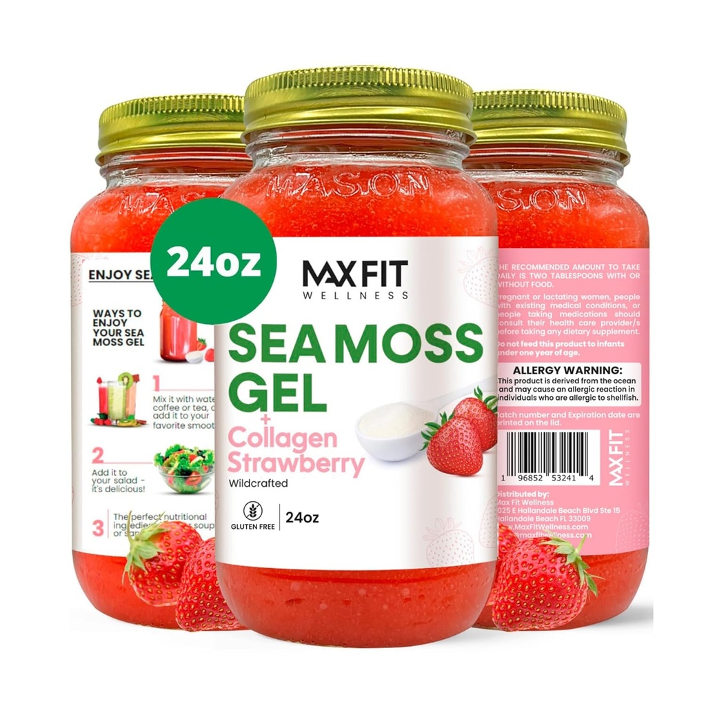 Deniz Moss Gel Raw (24 Flavors) 24oz Vahşi Karşıt Altın Deniz Moss Gel Saint Lucia | 92 Vitamin ve Minerals | Pure Raw+Non-GMO