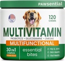Köpek Vitaminleri + Glucosamine - Chewable Multivitamins + Probiyotikler, Omega - Hip & Ortak Destek, Skin & Coat, Gut Health - Adult & Senior - Large & Small Breed - 120 Chews