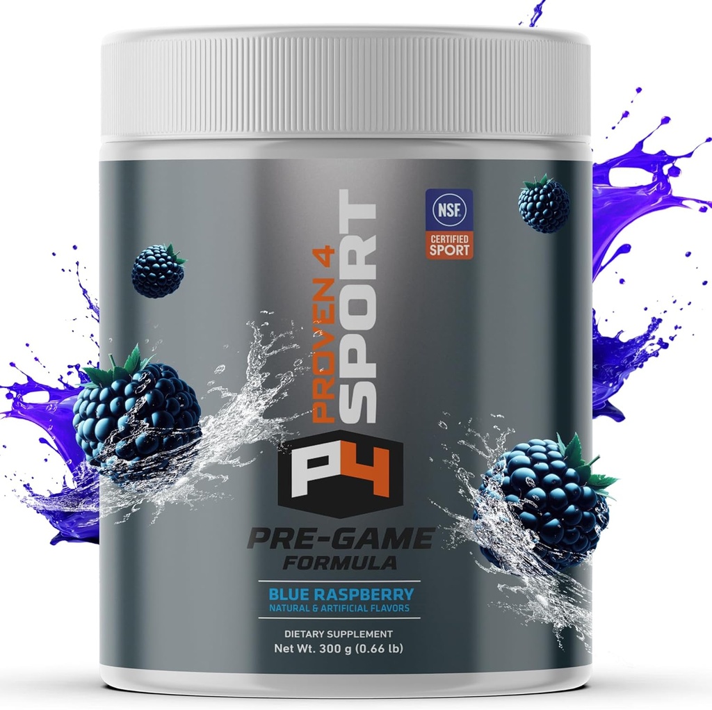 Proven4 Pre Workout Powder για άνδρες και γυναίκες με κρεατίνη - Beta Alanine - καφεΐνη NSF Πιστοποιημένο συμπλήρωμα ενέργειας πριν από την προπόνηση Blue Raspberry 30 εξυπηρετούν