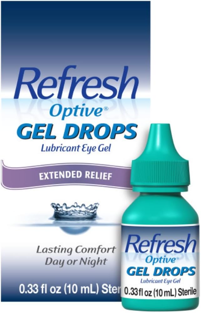 Optive Gel Drops Lubricant Eye Gel Kuru Gözler için, 0.33 Oz Sterile